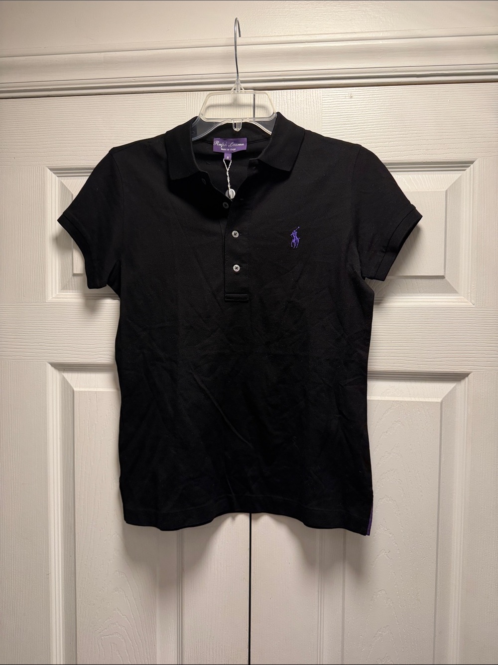 Ralph Lauren Black Polo with Purple Pony Logo